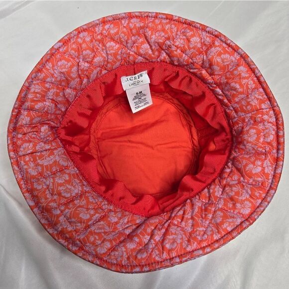 J CREW Liberty fabric puffer bucket hat with primaloft coral Toutouayette print - Picture 5 of 8